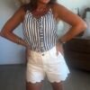 Short en jean blanc marine  - Modèle  Fleur