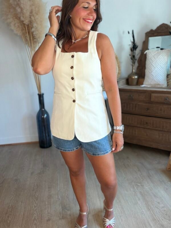 Blazer sans manches écru  - Modèle Celine