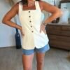 Blazer sans manches écru  - Modèle Celine