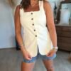 Blazer sans manches écru  - Modèle Celine