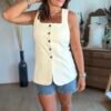 Blazer sans manches écru  - Modèle Celine