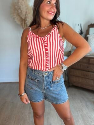 Top à rayures rouge - Modèle Marina