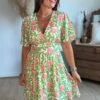 Robe fleurie verte - Modèle Talia