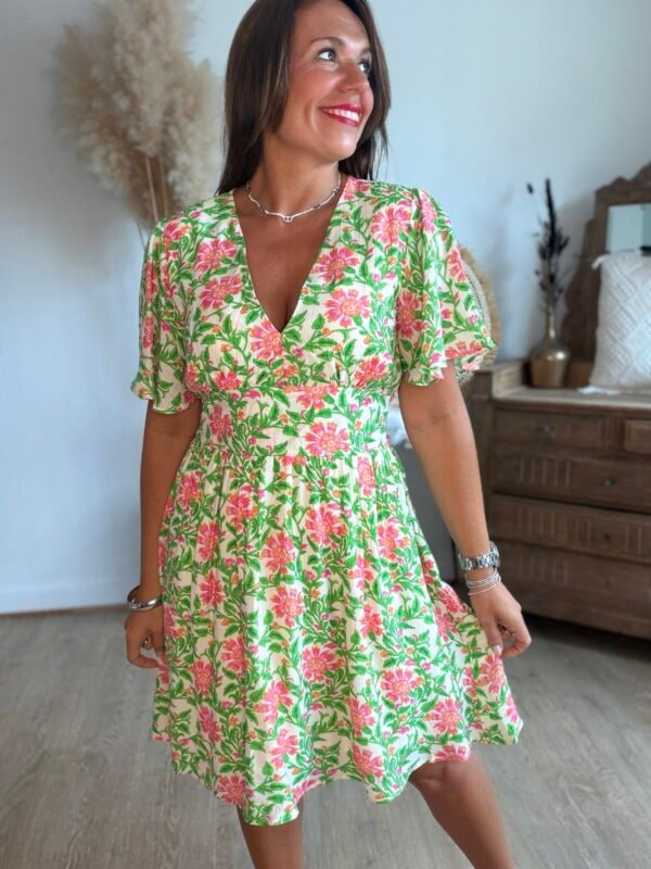 Robe fleurie verte - Modèle Talia