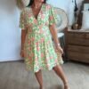 Robe fleurie verte - Modèle Talia