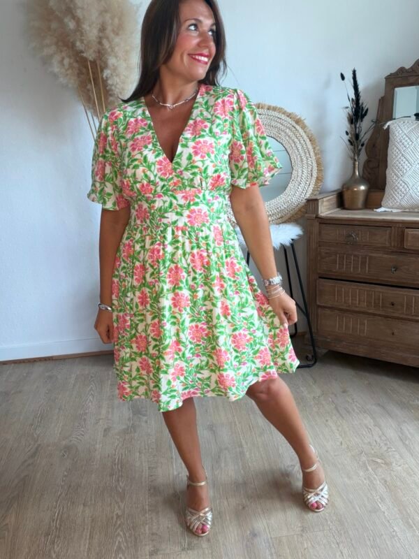 Robe fleurie verte - Modèle Talia