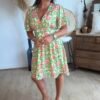 Robe fleurie verte - Modèle Talia