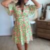 Robe fleurie verte - Modèle Talia
