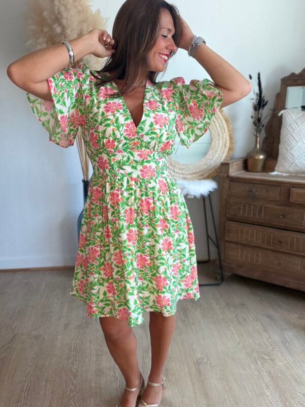 Robe fleurie verte - Modèle Talia