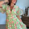 Robe fleurie verte - Modèle Talia