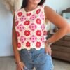 Top brodé rouge - Modèle Suzon