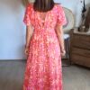 Robe longue fleurie rouge - Modèle Tania