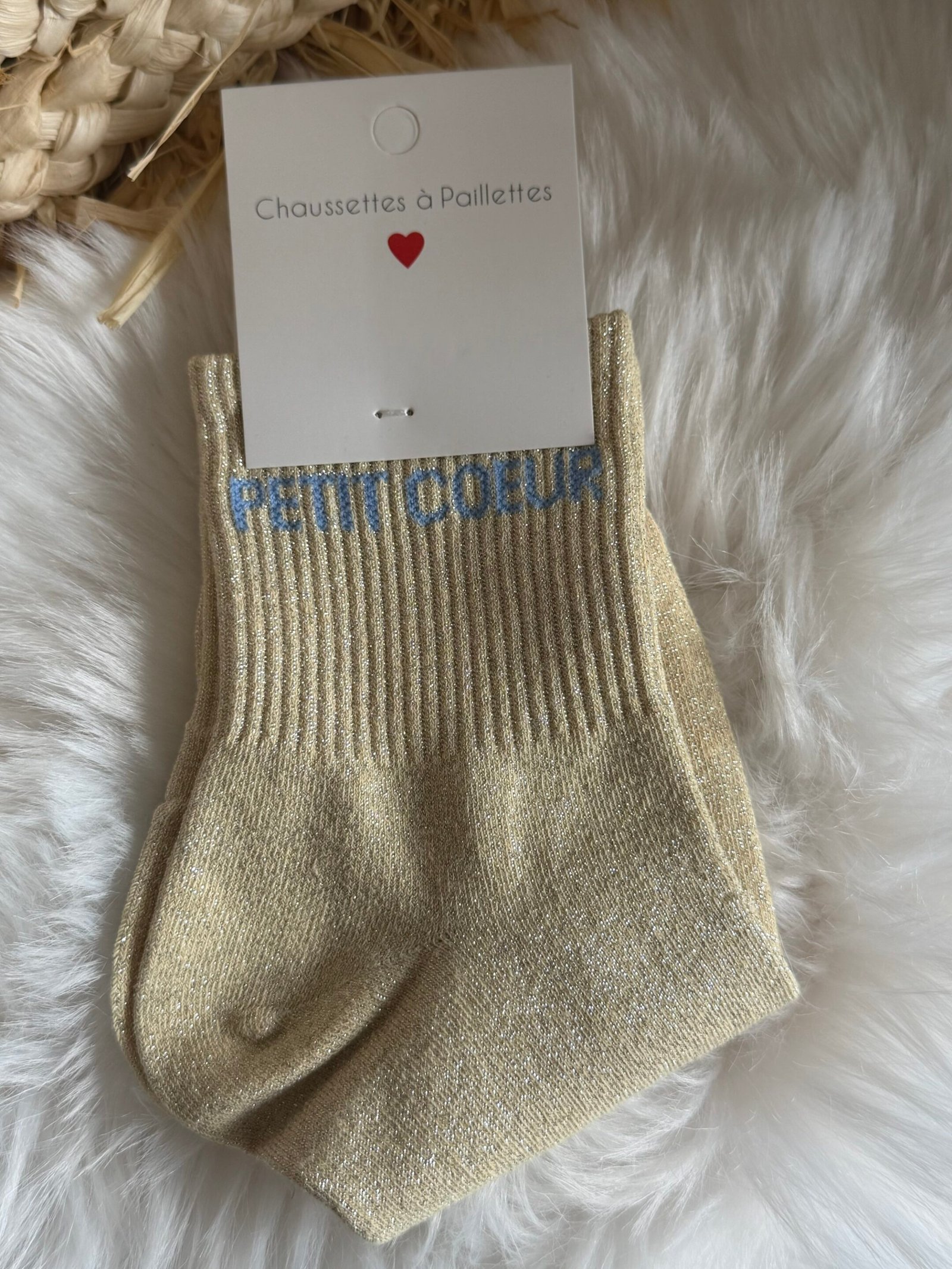 Chaussettes à paillettes – Modèle Petit Cœur