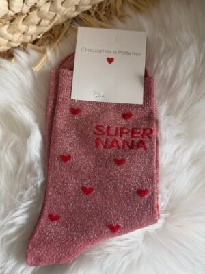 Chaussettes à paillettes - Modèle Super nana