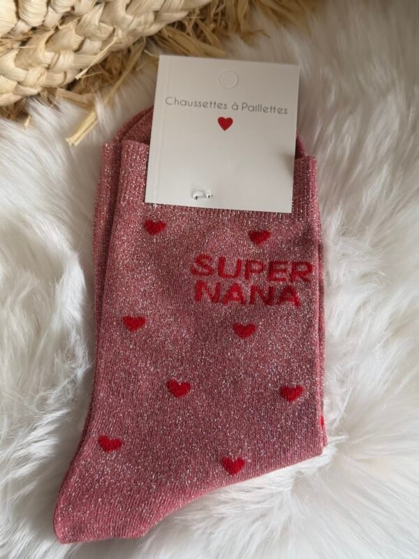 Chaussettes à paillettes - Modèle Super nana