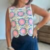 Top en crochet bleu rose - Modèle Suzie