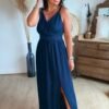 Robe longue bleu marine  - Modèle Isie