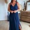Robe longue bleu marine  - Modèle Isie