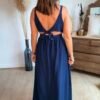 Robe longue bleu marine  - Modèle Isie