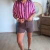 Chemise à rayures bordeaux rose - Modèle Josie