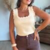 Top en maille beige  - Modèle Charlotte