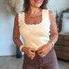 Top en maille beige  - Modèle Charlotte