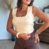 Top en maille beige  - Modèle Charlotte