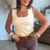 Top en maille beige  - Modèle Charlotte