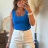 Top en maille bleu royal - Modèle Charlotte