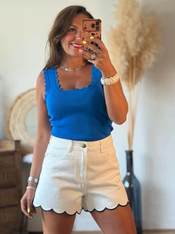 Top en maille bleu royal - Modèle Charlotte