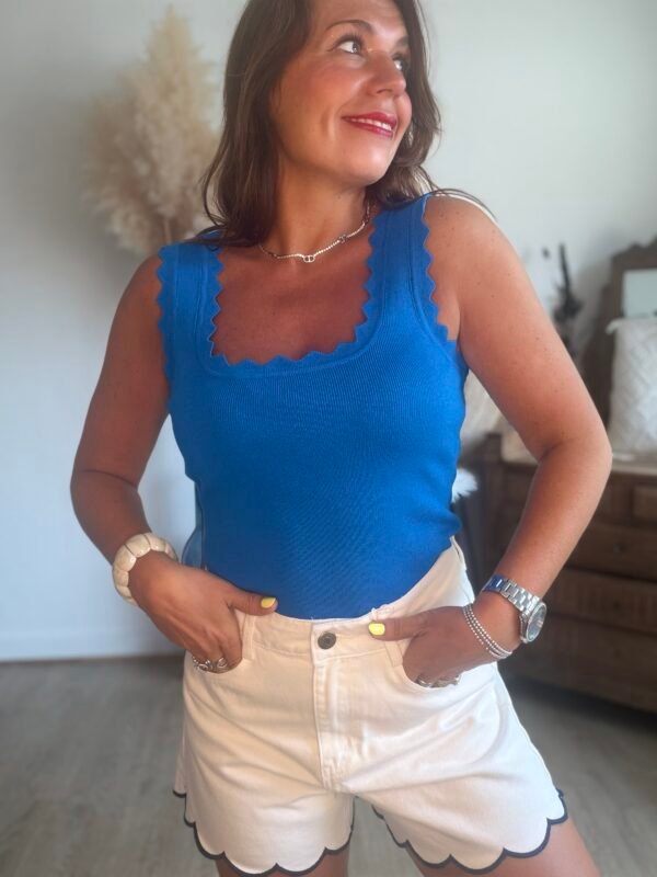 Top en maille bleu royal - Modèle Charlotte