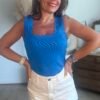 Top en maille bleu royal - Modèle Charlotte