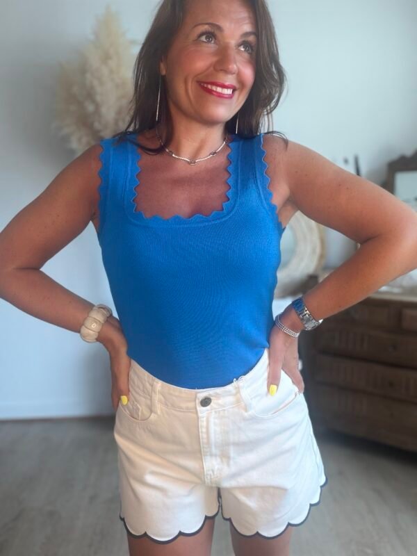 Top en maille bleu royal - Modèle Charlotte