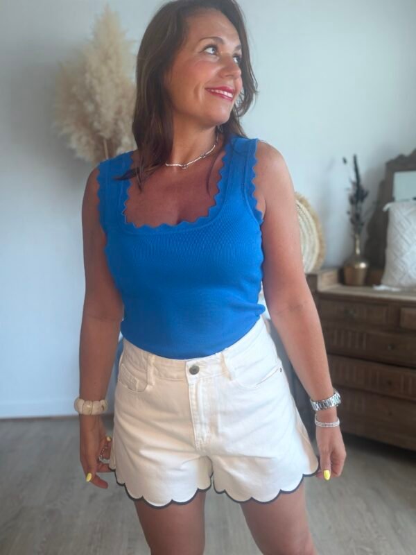 Top en maille bleu royal - Modèle Charlotte