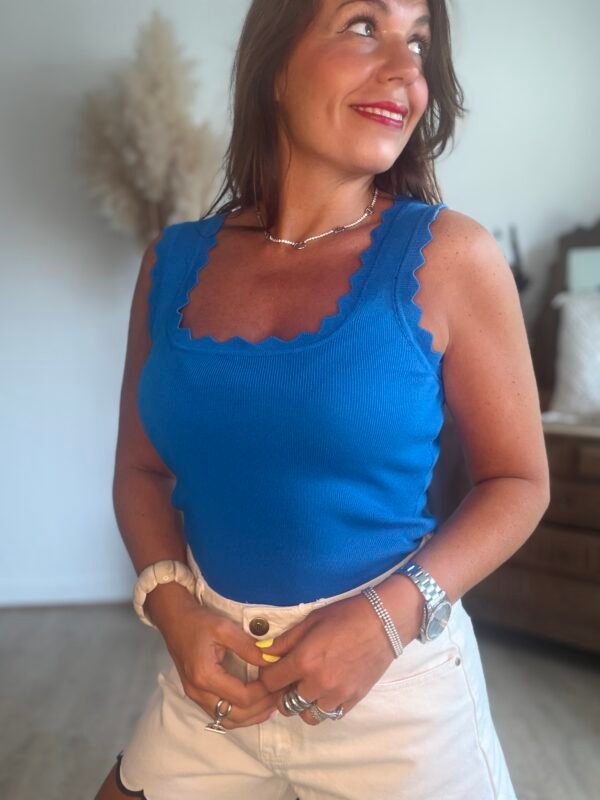 Top en maille bleu royal - Modèle Charlotte