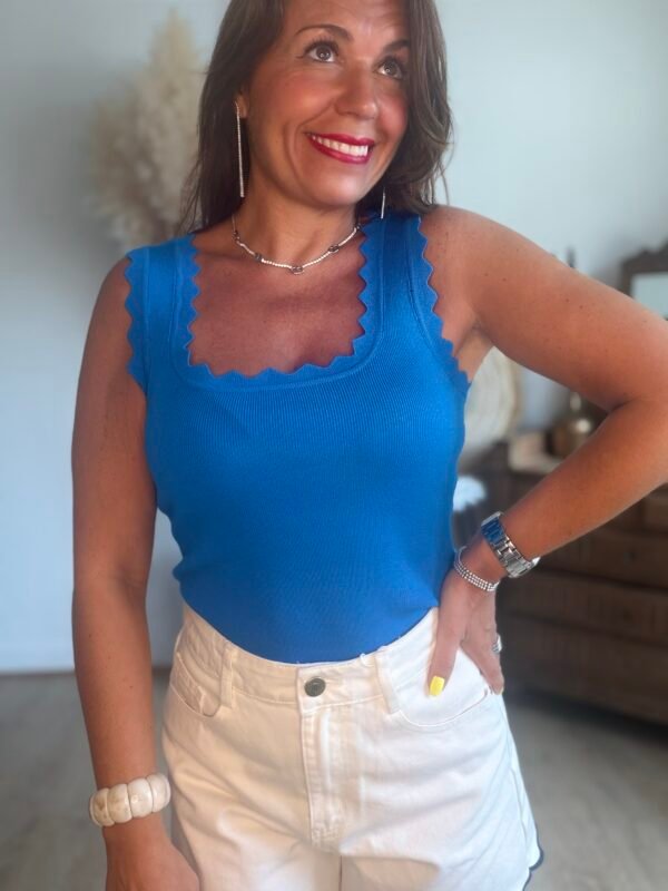 Top en maille bleu royal - Modèle Charlotte