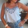 Top à rayures bleu - Modèle Aria