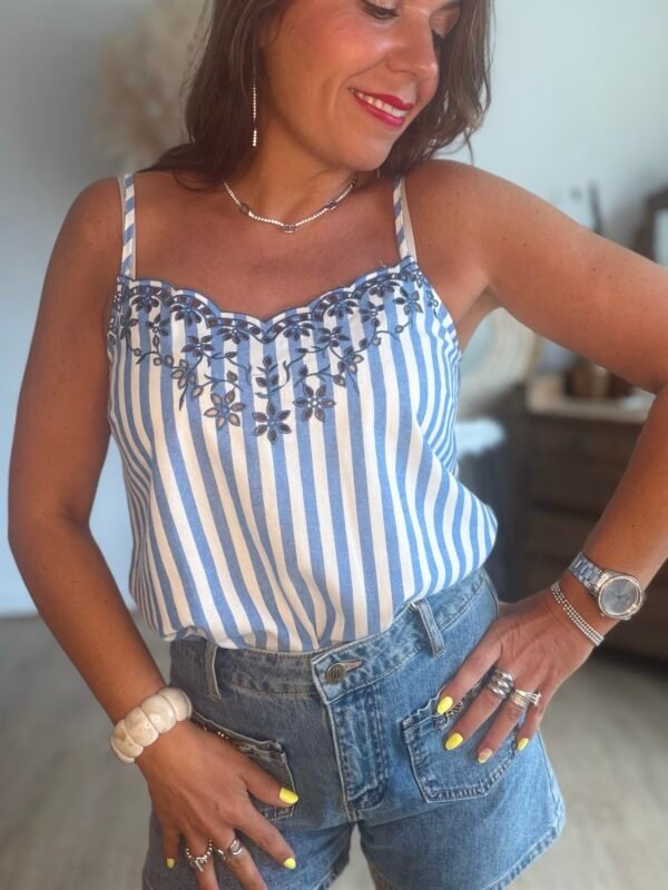 Top à rayures bleu - Modèle Aria