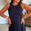 Top bleu marine pailleté - Modèle Paola