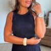 Top bleu marine pailleté - Modèle Paola