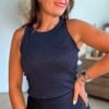 Top bleu marine pailleté - Modèle Paola
