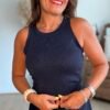 Top bleu marine pailleté - Modèle Paola