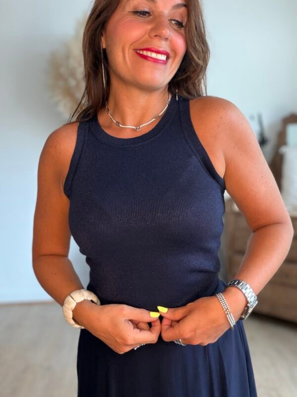 Top bleu marine pailleté - Modèle Paola