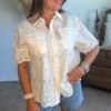 Chemise beige broderie anglaise - Modèle Sarah