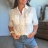 Chemise beige broderie anglaise - Modèle Sarah