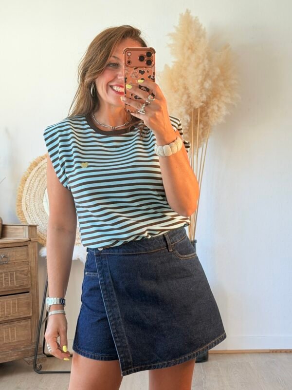 img_6364 Top a rayures bleu marron - Modèle Lucile