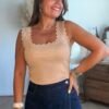 Top en maille taupe - Modèle Charlotte