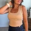 Top en maille taupe - Modèle Charlotte