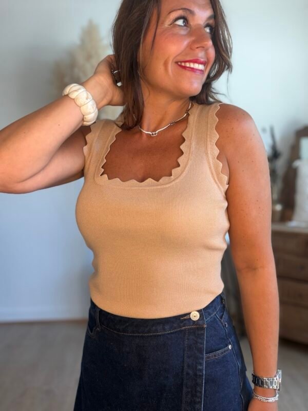 Top en maille taupe - Modèle Charlotte