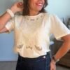 Blouse beige brodée  - Modèle Zelie